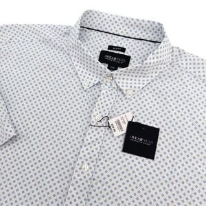 Awearness Kenneth Cole Shirt Mens XXL White Blue Geo Slim Fit Short Sleeve NEW